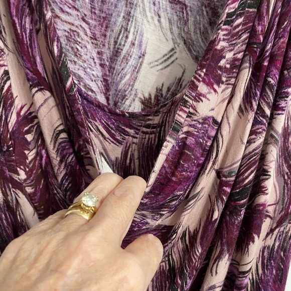 Apt 9 Women Sz Large Purple Pink Scoop Neck Short Sleeve Ruched Knit Midi Dress - Picture 7 of 13